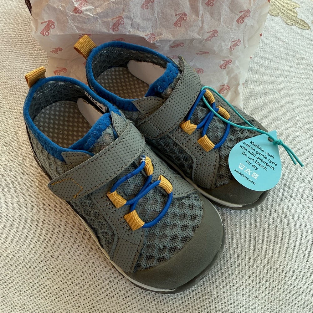 See Kai Run gray and blue toddler shoes